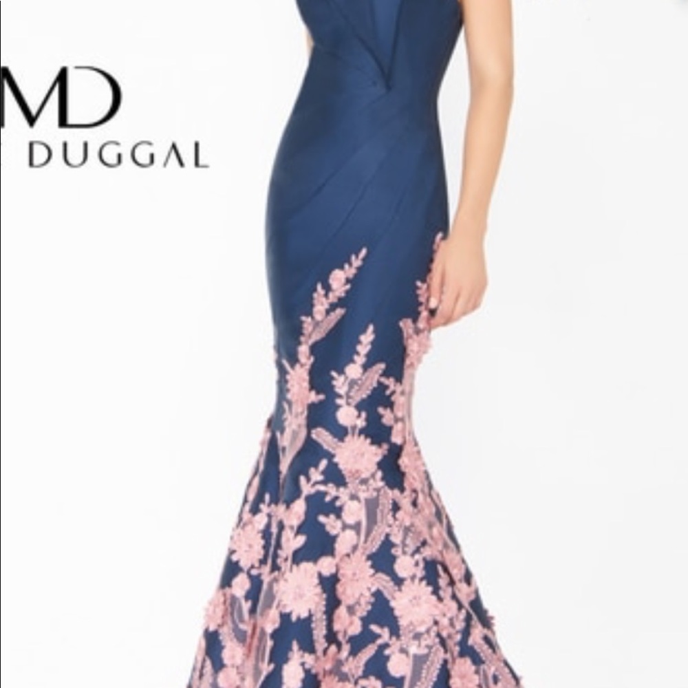 Formal Gown. Navy with Rose